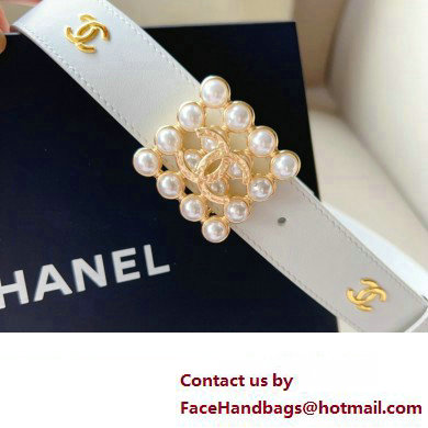 Chanel Width 3cm Metal  &  Glass Pearls calfskin belt AAA036 07 2024